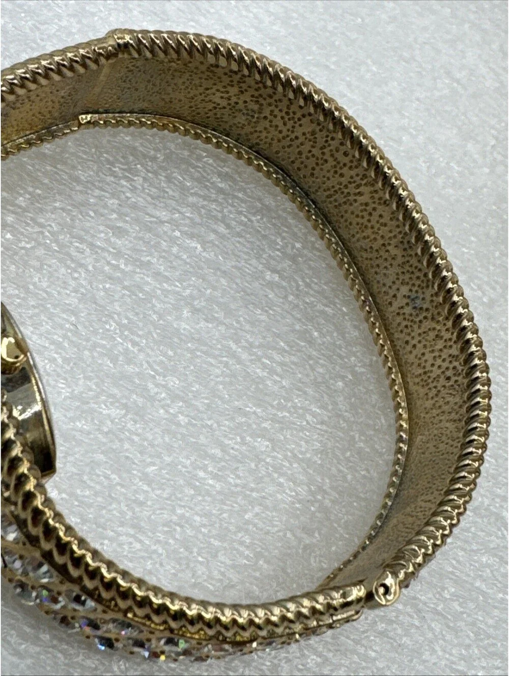 Vintage Pedre Gold Tone Bangle Watch Studded With Rhinestones New Battery W/Box